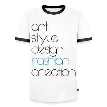 Fashion - Men's Ringer Shirt - white/black - Front - AI Model Female 172 light (172cm) & AI Model Male 178 dark (178cm)