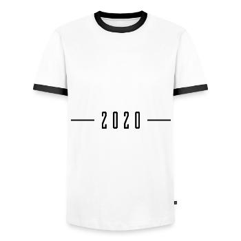 2020 year dash - Men's Ringer Shirt - white/black - Front - AI Model Female 172 light (172cm) & AI Model Male 178 dark (178cm)