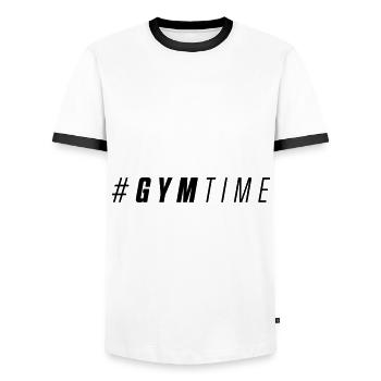 Temps de gymnastique motivation fitness - T-shirt contrasté Homme - blanc/noir - Devant - AI Model Female 172 light (172cm) & AI Model Male 178 dark (178cm)