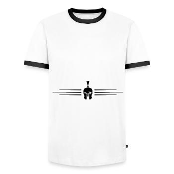 helm spartaner linie - Männer Kontrast-T-Shirt - Weiß/Schwarz - Vorne - AI Model Female 172 light (172cm) & AI Model Male 178 dark (178cm)