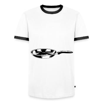 frying pan symbol cooking silhouette - Men's Ringer Shirt - white/black - Front - AI Model Female 172 light (172cm) & AI Model Male 178 dark (178cm)