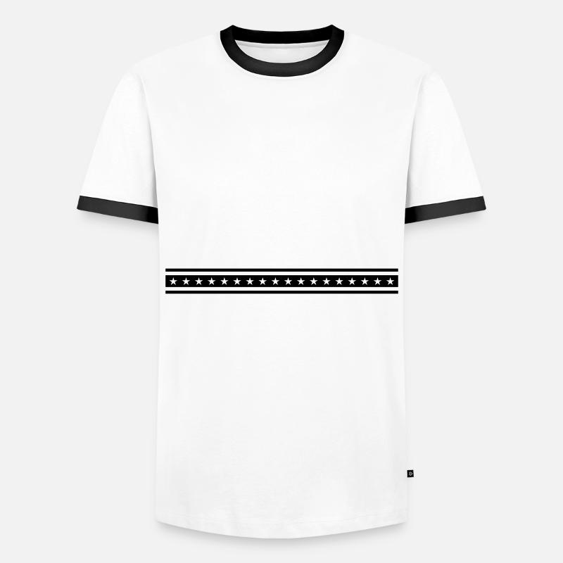 dashed star line - Men's Ringer Shirt - white/black