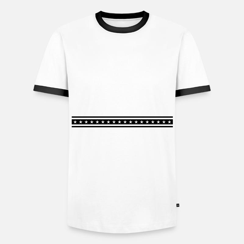 dashed star line - Men's Ringer Shirt - white/black