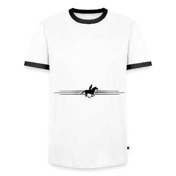 Icône d'élément de ligne de conduite d'équitation - T-shirt contrasté Homme - blanc/noir - Devant - AI Model Female 172 light (172cm) & AI Model Male 178 dark (178cm)