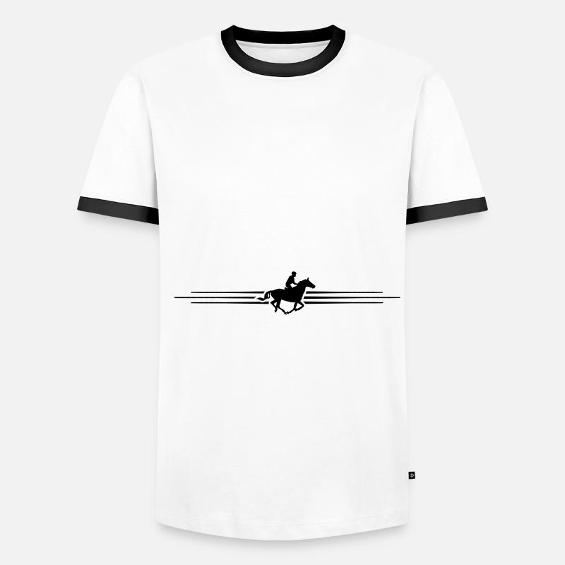 reiten linie strich element icon - Männer Kontrast-T-Shirt - Weiß/Schwarz