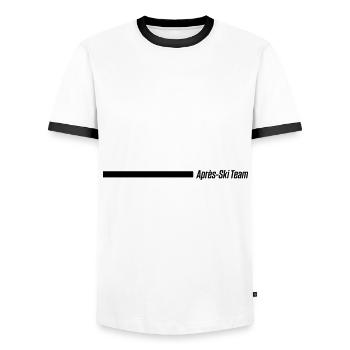 apres ski team - Men's Ringer Shirt - white/black - Front - AI Model Female 172 light (172cm) & AI Model Male 178 dark (178cm)