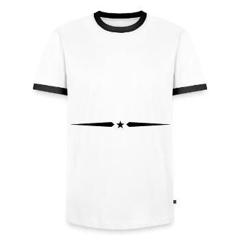 Star Line Element Stroke - Men's Ringer Shirt - white/black - Front - AI Model Female 172 light (172cm) & AI Model Male 178 dark (178cm)
