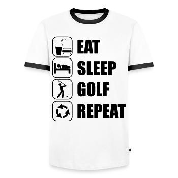 Eat Sleep Golf Repeat - Männer Kontrast-T-Shirt - Weiß/Schwarz - Vorne - AI Model Female 172 light (172cm) & AI Model Male 178 dark (178cm)