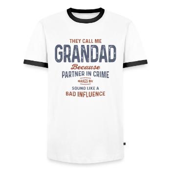 Grandad Partner in Crime and Proud of It - Grandpa - Men's Ringer Shirt - white/black - Front - AI Model Female 172 light (172cm) & AI Model Male 178 dark (178cm)