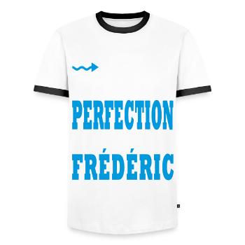 Frédéric tu veux la perfection adopte un frederic - T-shirt contrasté Homme - blanc/noir - Devant - AI Model Female 172 light (172cm) & AI Model Male 178 dark (178cm)