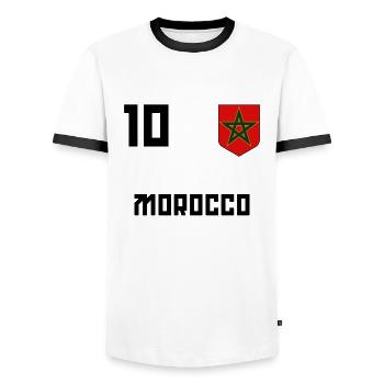 Morocco - T-shirt contrasté Homme - blanc/noir - Devant - AI Model Female 172 light (172cm) & AI Model Male 178 dark (178cm)