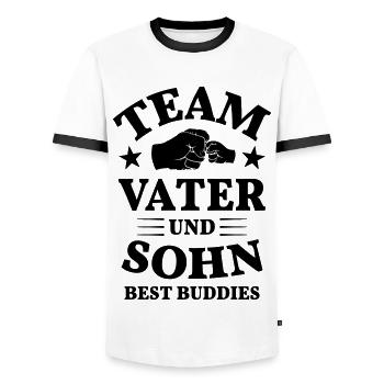 Vater und Sohn Team Kumpel beste Freunde Faust - Männer Kontrast-T-Shirt - Weiß/Schwarz - Vorne - AI Model Female 172 light (172cm) & AI Model Male 178 dark (178cm)