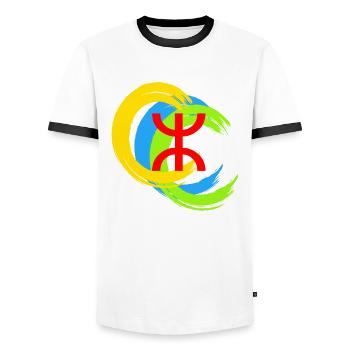 Amazigh - Männer Kontrast-T-Shirt - Weiß/Schwarz - Vorne - AI Model Female 172 light (172cm) & AI Model Male 178 dark (178cm)