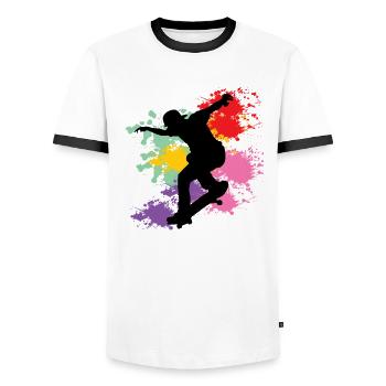 Skateboard - Men's Ringer Shirt - white/black - Front - AI Model Female 172 light (172cm) & AI Model Male 178 dark (178cm)