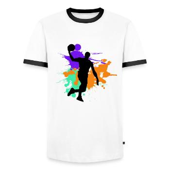 Basketball - T-shirt contrasté Homme - blanc/noir - Devant - AI Model Female 172 light (172cm) & AI Model Male 178 dark (178cm)