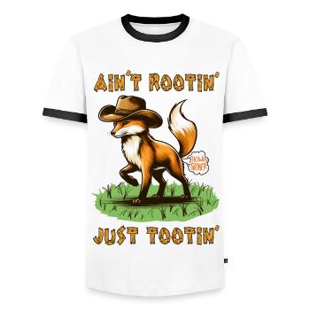 Fox Ain't Rootin' Just Tootin' Funny Animals - Männer Kontrast-T-Shirt - Weiß/Schwarz - Vorne - AI Model Female 172 light (172cm) & AI Model Male 178 dark (178cm)
