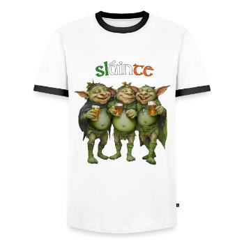 SLAINTE, TROIS LUTINS AYANT LE CRAIC - T-shirt contrasté Homme - blanc/noir - Devant - AI Model Female 172 light (172cm) & AI Model Male 178 dark (178cm)