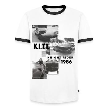 Knight Rider 1986 KITT - Men's Ringer Shirt - white/black - Front - AI Model Female 172 light (172cm) & AI Model Male 178 dark (178cm)