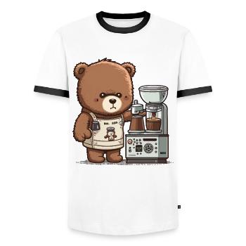 Bär Barista - Männer Kontrast-T-Shirt - Weiß/Schwarz - Vorne - AI Model Female 172 light (172cm) & AI Model Male 178 dark (178cm)