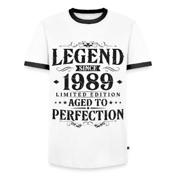 Legend since 1989 Vintage Born Birthday - Men's Ringer Shirt - white/black - Front - AI Model Female 172 light (172cm) & AI Model Male 178 dark (178cm)