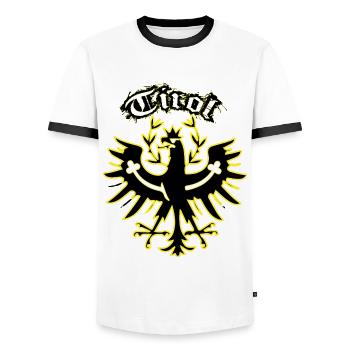 Tirol - Männer Kontrast-T-Shirt - Weiß/Schwarz - Vorne - AI Model Female 172 light (172cm) & AI Model Male 178 dark (178cm)