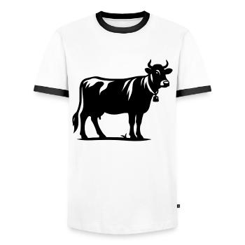Cow Outline - Men's Ringer Shirt - white/black - Front - AI Model Female 172 light (172cm) & AI Model Male 178 dark (178cm)