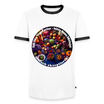Vegetarier brauchen ausgewogene Ernährung - Männer Kontrast-T-Shirt - Weiß/Schwarz - Vorne - AI Model Female 172 light (172cm) & AI Model Male 178 dark (178cm)