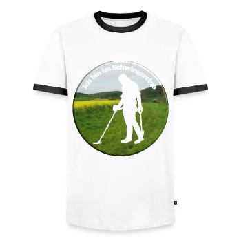 Ein Detektor-Schwinger ist nichts Anstößiges - Männer Kontrast-T-Shirt - Weiß/Schwarz - Vorne - AI Model Female 172 light (172cm) & AI Model Male 178 dark (178cm)