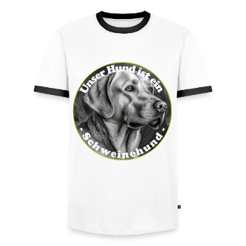 Den inneren Schweinehund besiegen - Männer Kontrast-T-Shirt - Weiß/Schwarz - Vorne - AI Model Female 172 light (172cm) & AI Model Male 178 dark (178cm)