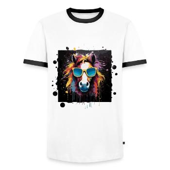 Love of horses - Men's Ringer Shirt - white/black - Front - AI Model Female 172 light (172cm) & AI Model Male 178 dark (178cm)