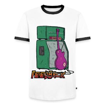 Graphique de rétroaction sonore - T-shirt contrasté Homme - blanc/noir - Devant - AI Model Female 172 light (172cm) & AI Model Male 178 dark (178cm)