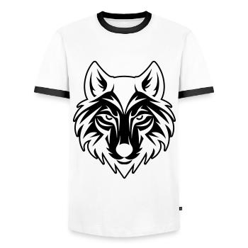 Tête de loup - T-shirt contrasté Homme - blanc/noir - Devant - AI Model Female 172 light (172cm) & AI Model Male 178 dark (178cm)