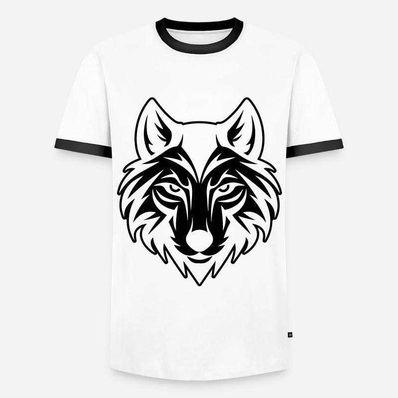 Wolf Kopf - Männer Kontrast-T-Shirt - Weiß/Schwarz