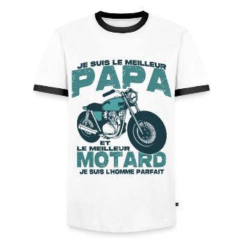 Le meilleur motard et le meilleur papa - T-shirt contrasté Homme - blanc/noir - Devant - AI Model Female 172 light (172cm) & AI Model Male 178 dark (178cm)