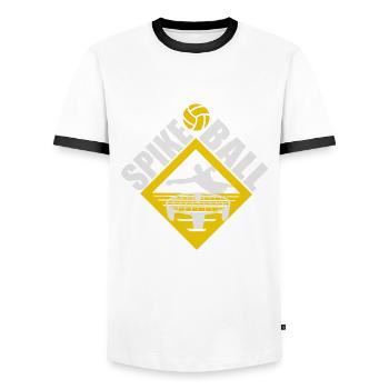 Spikeball Roundnet Rashball Slammo Slam - Männer Kontrast-T-Shirt - Weiß/Schwarz - Vorne - AI Model Female 172 light (172cm) & AI Model Male 178 dark (178cm)