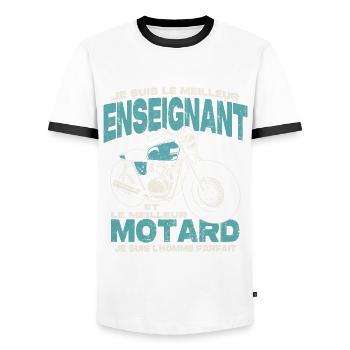 Le meilleur enseignant et le meilleur motard - T-shirt contrasté Homme - blanc/noir - Devant - AI Model Female 172 light (172cm) & AI Model Male 178 dark (178cm)