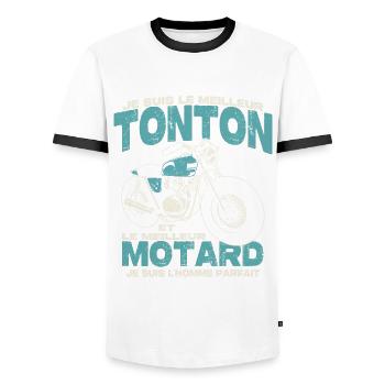 Le meilleur tonton et le meilleur motard - T-shirt contrasté Homme - blanc/noir - Devant - AI Model Female 172 light (172cm) & AI Model Male 178 dark (178cm)
