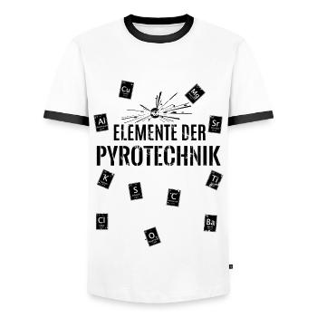 Pyro Elements - Men's Ringer Shirt - white/black - Front - AI Model Female 172 light (172cm) & AI Model Male 178 dark (178cm)