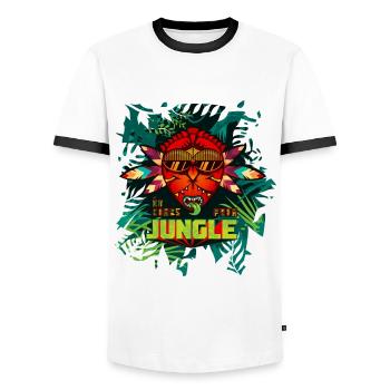 Jungle Totem - T-shirt contrasté Homme - blanc/noir - Devant - AI Model Female 172 light (172cm) & AI Model Male 178 dark (178cm)