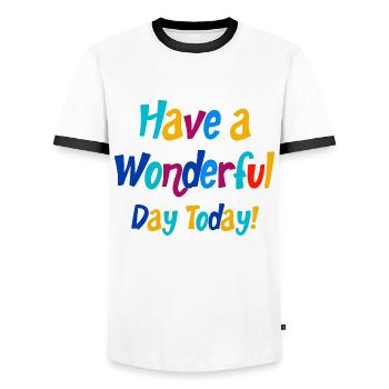 Wonderful Day positive Quotes - Männer Kontrast-T-Shirt - Weiß/Schwarz - Vorne - AI Model Female 172 light (172cm) & AI Model Male 178 dark (178cm)