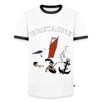 bretagne symboles - T-shirt contrasté Homme - blanc/noir - Devant - AI Model Female 172 light (172cm) & AI Model Male 178 dark (178cm)