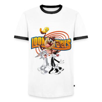 Looney Tunes Bugs Taz Tweety Sylvester - Men's Ringer Shirt - white/black - Front - AI Model Female 172 light (172cm) & AI Model Male 178 dark (178cm)