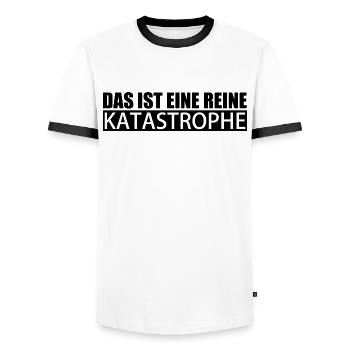 Das ist eine reine Katastrophe - Männer Kontrast-T-Shirt - Weiß/Schwarz - Vorne - AI Model Female 172 light (172cm) & AI Model Male 178 dark (178cm)
