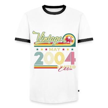 Vintage 2004 Jahrgang 2004 20. Geburtstag 2004 - Männer Kontrast-T-Shirt - Weiß/Schwarz - Vorne - AI Model Female 172 light (172cm) & AI Model Male 178 dark (178cm)