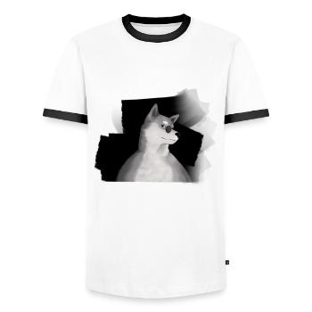 Shiba Inu Hund coole Geschenk Idee - Männer Kontrast-T-Shirt - Weiß/Schwarz - Vorne - AI Model Female 172 light (172cm) & AI Model Male 178 dark (178cm)