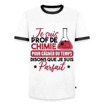 Je suis prof de chimie, je suis parfait - T-shirt contrasté Homme - blanc/noir - Devant - AI Model Female 172 light (172cm) & AI Model Male 178 dark (178cm)