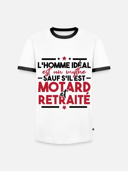 Motard Et Retraité - T-shirt contrasté Homme - blanc/noir