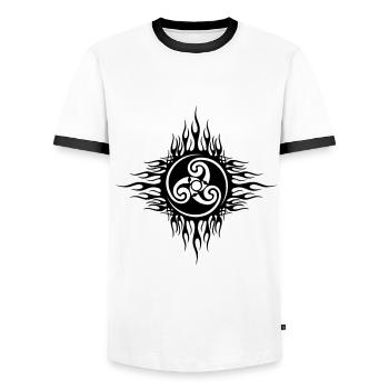 Breizh flaming - T-shirt contrasté Homme - blanc/noir - Devant - AI Model Female 172 light (172cm) & AI Model Male 178 dark (178cm)