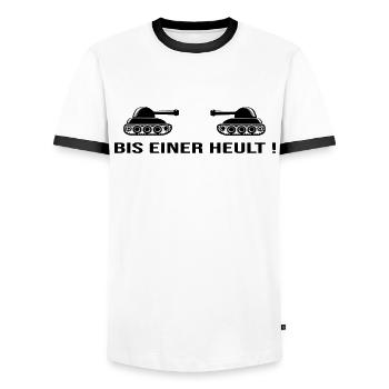 Until one howls tank peace world peace war - Men's Ringer Shirt - white/black - Front - AI Model Female 172 light (172cm) & AI Model Male 178 dark (178cm)