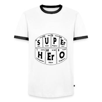 Superheld Held Chemische Elemente Periodensystem - Männer Kontrast-T-Shirt - Weiß/Schwarz - Vorne - AI Model Female 172 light (172cm) & AI Model Male 178 dark (178cm)